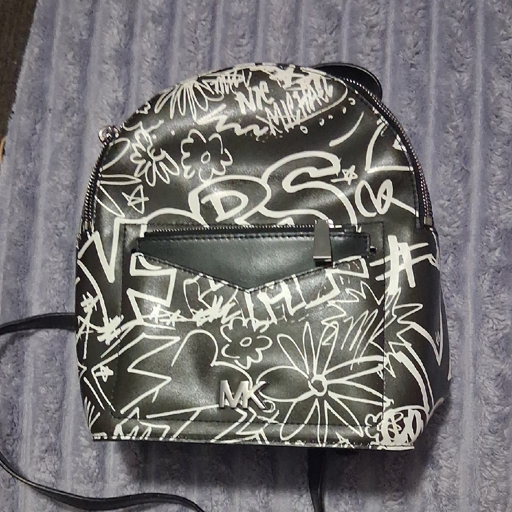Michael Kors Black and White Graphic Backpack